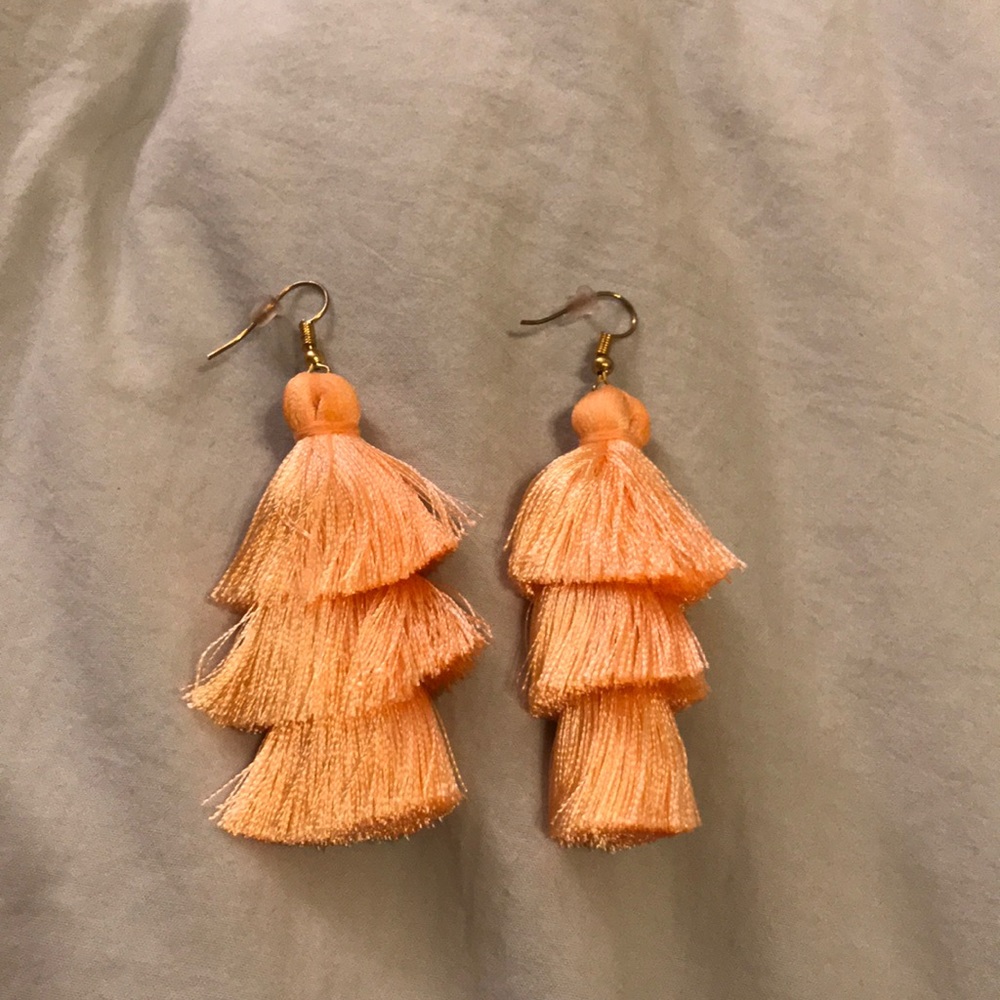 Peach tassel earrings